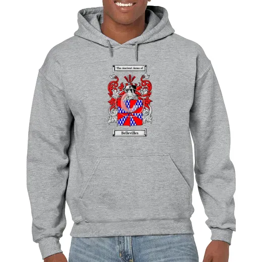 Bellevilles Grey Unisex Coat of Arms Hooded Sweatshirt