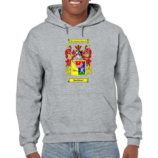 Bjorkland Grey Unisex Coat of Arms Hooded Sweatshirt