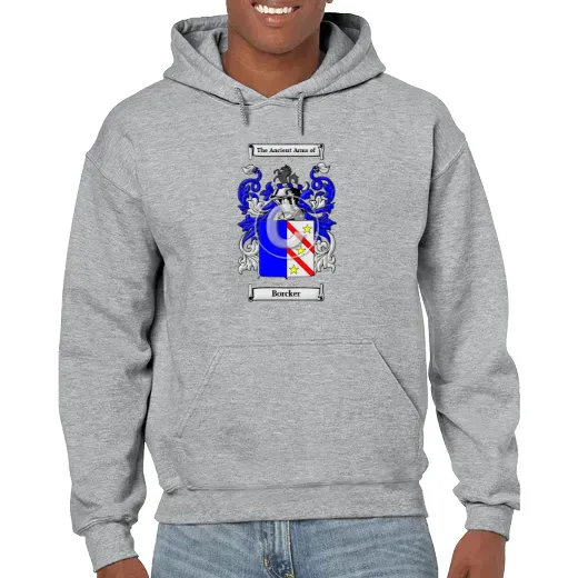 Borcker Grey Unisex Coat of Arms Hooded Sweatshirt