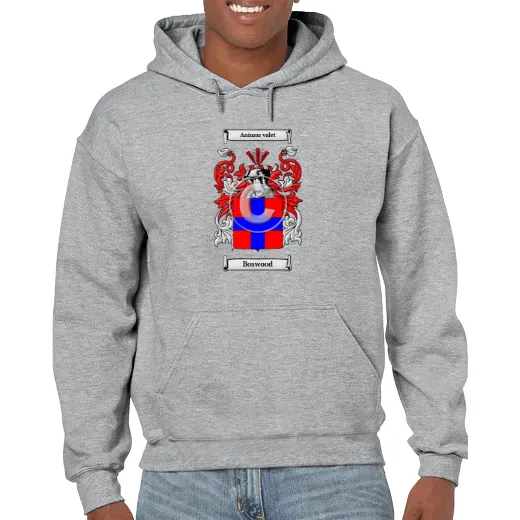 Boswood Grey Unisex Coat of Arms Hooded Sweatshirt