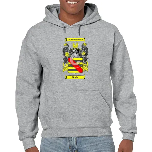 Brulle Grey Unisex Coat of Arms Hooded Sweatshirt
