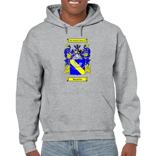 Brunetto Grey Unisex Coat of Arms Hooded Sweatshirt