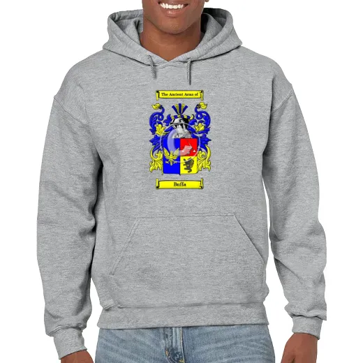Buffa Grey Unisex Coat of Arms Hooded Sweatshirt