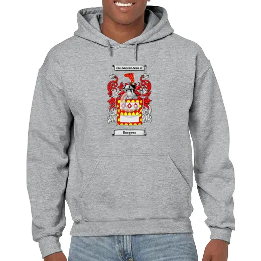 Burgess Grey Unisex Coat of Arms Hooded Sweatshirt