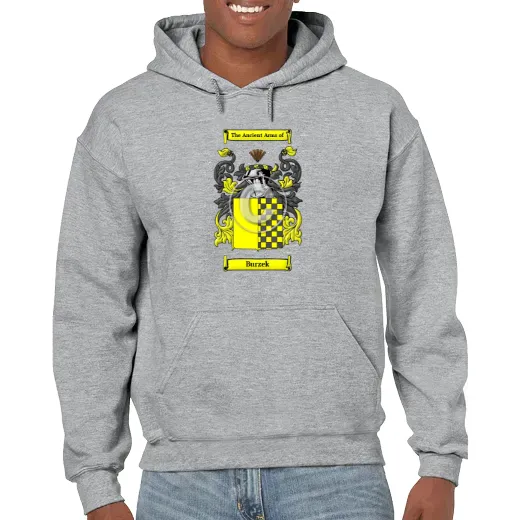 Burzek Grey Unisex Coat of Arms Hooded Sweatshirt