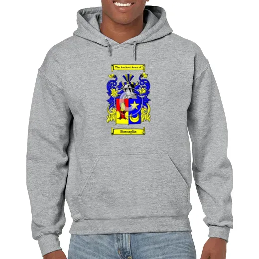 Buscaglia Grey Unisex Coat of Arms Hooded Sweatshirt