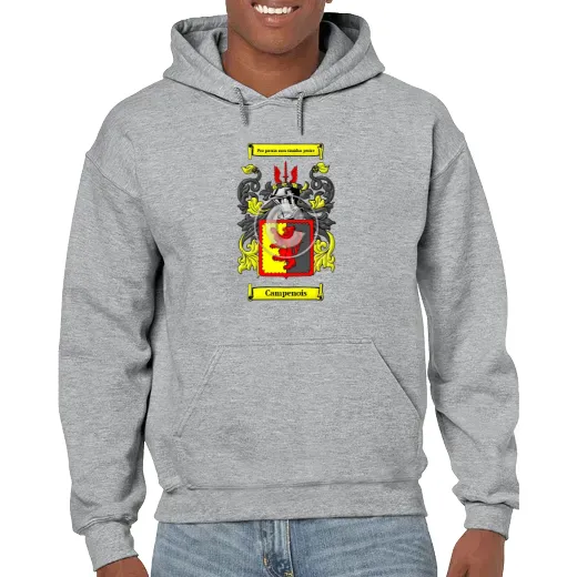 Campenois Grey Unisex Coat of Arms Hooded Sweatshirt