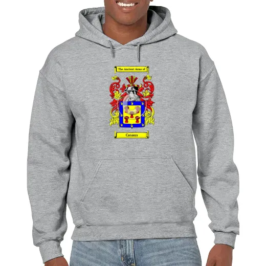 Casaus Grey Unisex Coat of Arms Hooded Sweatshirt