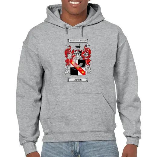 Clippsly Grey Unisex Coat of Arms Hooded Sweatshirt