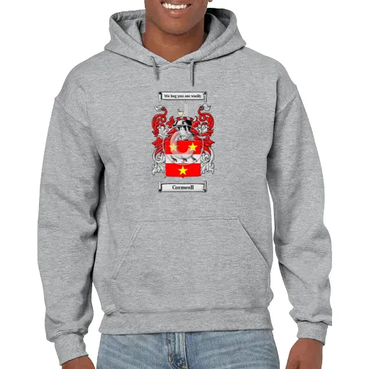 Cornwall Grey Unisex Coat of Arms Hooded Sweatshirt
