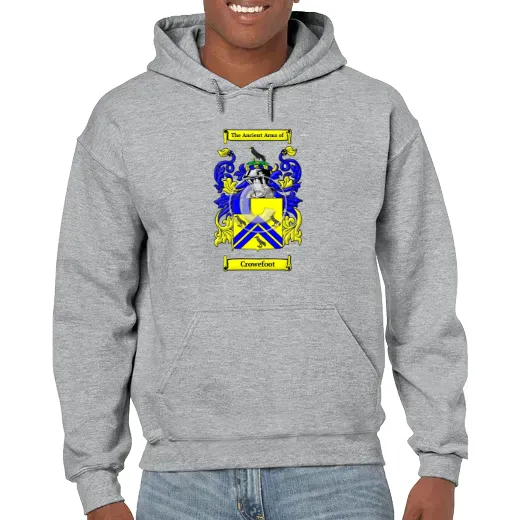 Crowefoot Grey Unisex Coat of Arms Hooded Sweatshirt