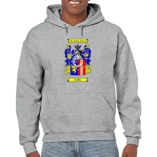 Cuellar Grey Unisex Coat of Arms Hooded Sweatshirt