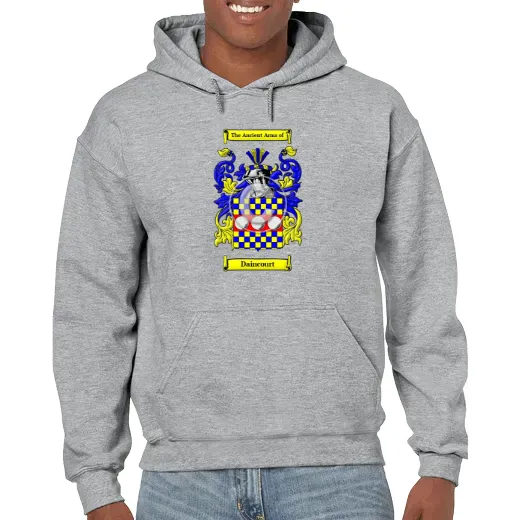 Daincourt Grey Unisex Coat of Arms Hooded Sweatshirt