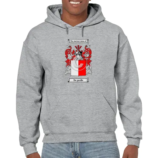 De gaulle Grey Unisex Coat of Arms Hooded Sweatshirt
