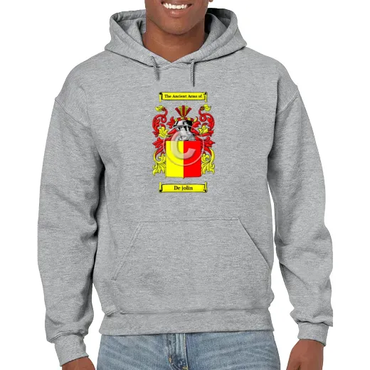 De jolin Grey Unisex Coat of Arms Hooded Sweatshirt