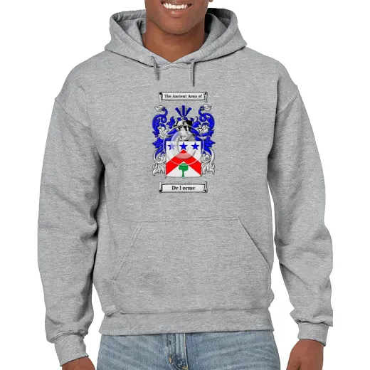 De l orme Grey Unisex Coat of Arms Hooded Sweatshirt