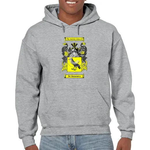 De'domenico Grey Unisex Coat of Arms Hooded Sweatshirt