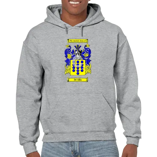 De'villa Grey Unisex Coat of Arms Hooded Sweatshirt
