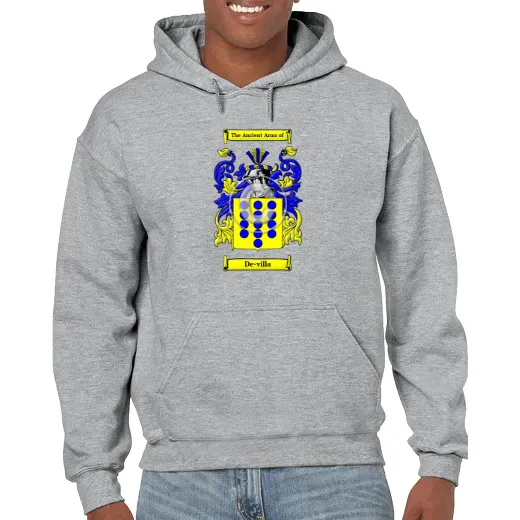 De-villa Grey Unisex Coat of Arms Hooded Sweatshirt
