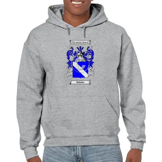 Delafoe Grey Unisex Coat of Arms Hooded Sweatshirt