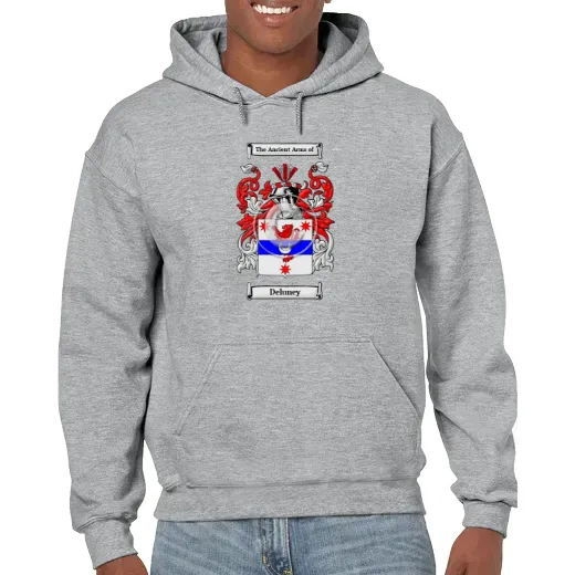 Deluney Grey Unisex Coat of Arms Hooded Sweatshirt