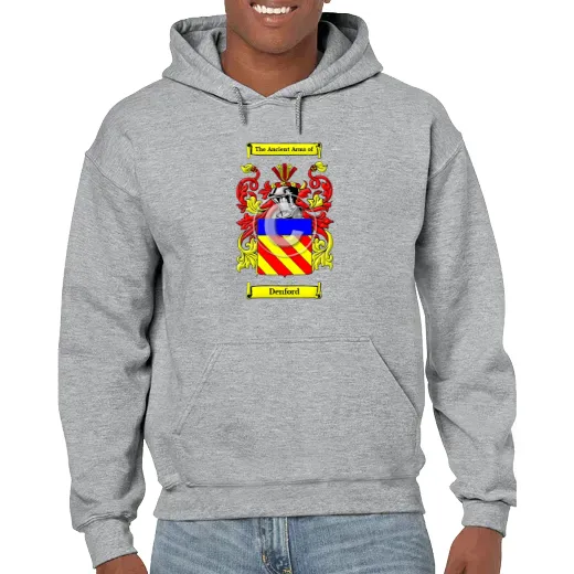 Denford Grey Unisex Coat of Arms Hooded Sweatshirt