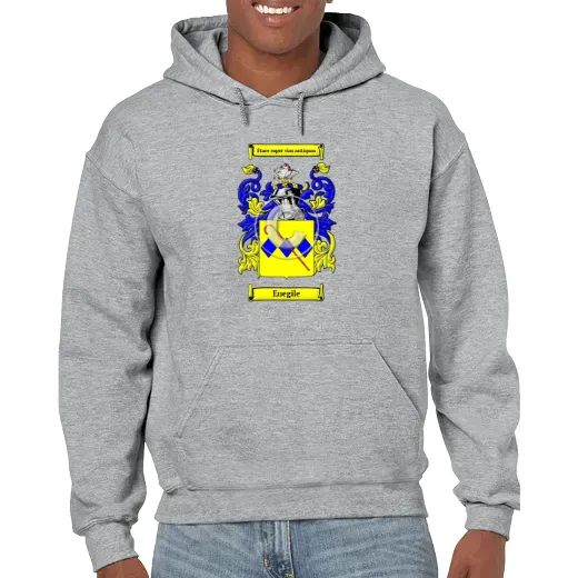 Enegile Grey Unisex Coat of Arms Hooded Sweatshirt
