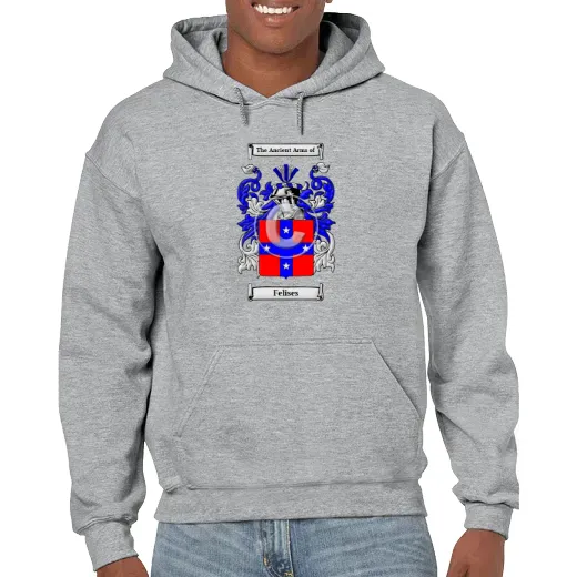 Felises Grey Unisex Coat of Arms Hooded Sweatshirt