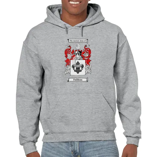 Fishborn Grey Unisex Coat of Arms Hooded Sweatshirt
