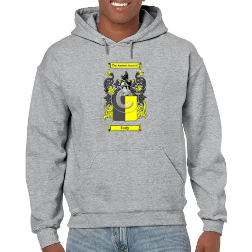 Furly Grey Unisex Coat of Arms Hooded Sweatshirt