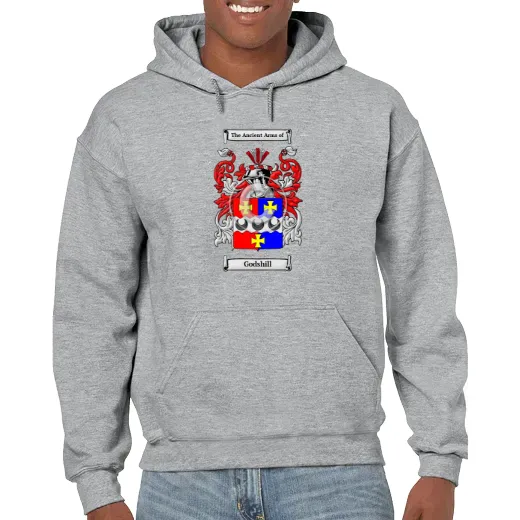Godshill Grey Unisex Coat of Arms Hooded Sweatshirt