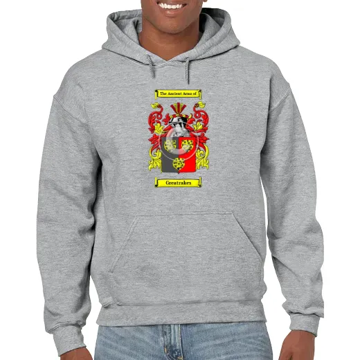 Greatrakes Grey Unisex Coat of Arms Hooded Sweatshirt