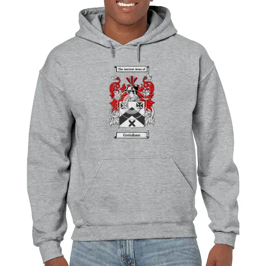 Greinham Grey Unisex Coat of Arms Hooded Sweatshirt