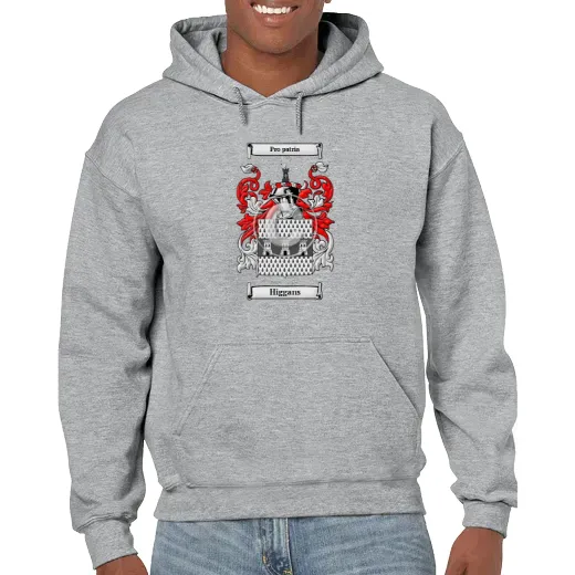 Higgans Grey Unisex Coat of Arms Hooded Sweatshirt