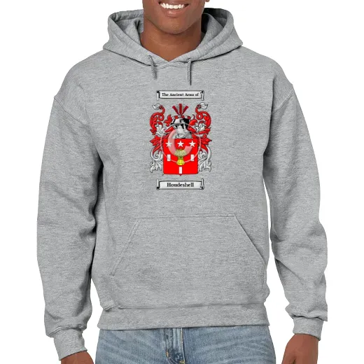 Houdeshell Grey Unisex Coat of Arms Hooded Sweatshirt