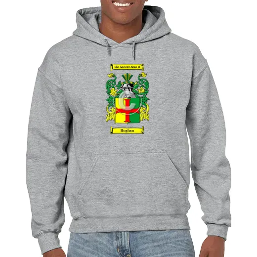 Hughan Grey Unisex Coat of Arms Hooded Sweatshirt