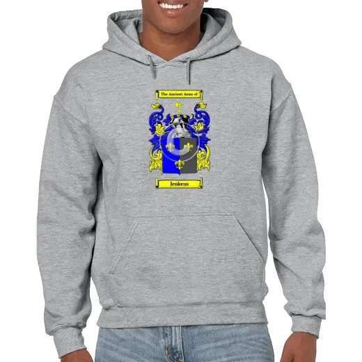 Jenkens Grey Unisex Coat of Arms Hooded Sweatshirt