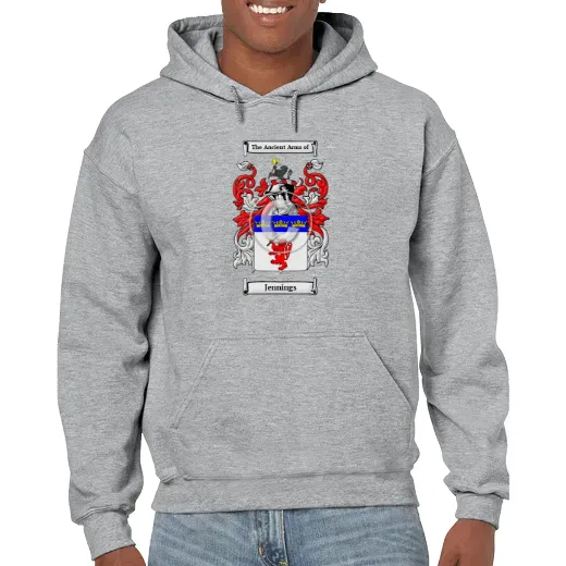Jennings Grey Unisex Coat of Arms Hooded Sweatshirt