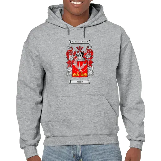 Keilty Grey Unisex Coat of Arms Hooded Sweatshirt