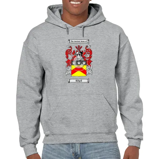 Kibpil Grey Unisex Coat of Arms Hooded Sweatshirt
