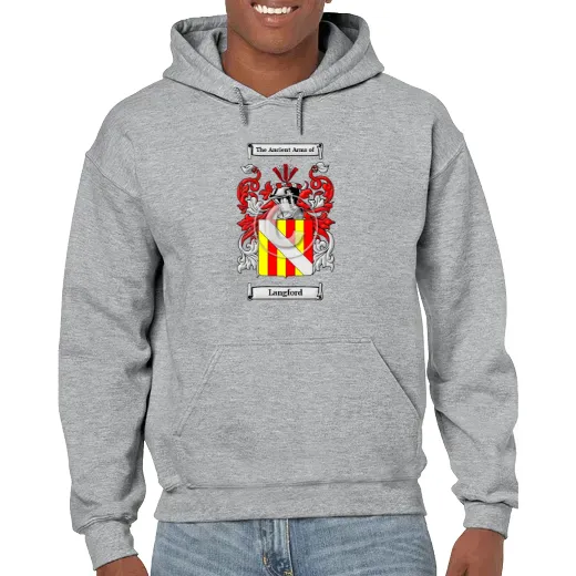 Langford Grey Unisex Coat of Arms Hooded Sweatshirt