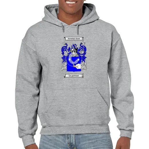 Le prevost Grey Unisex Coat of Arms Hooded Sweatshirt