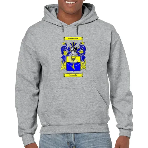 Livecchi Grey Unisex Coat of Arms Hooded Sweatshirt
