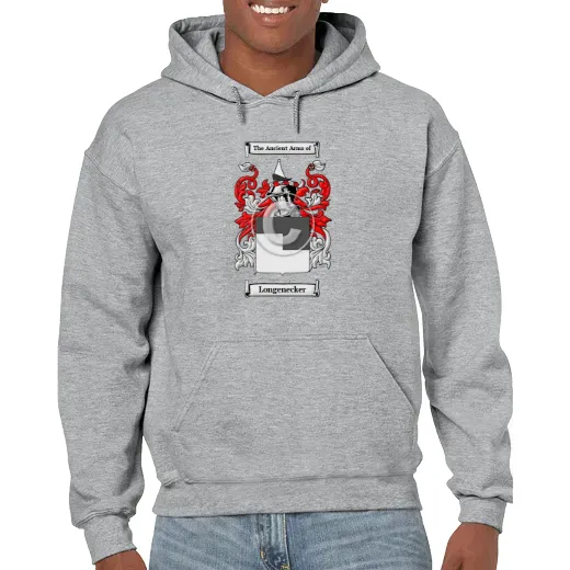 Longenecker Grey Unisex Coat of Arms Hooded Sweatshirt