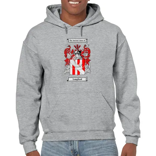 Longford Grey Unisex Coat of Arms Hooded Sweatshirt