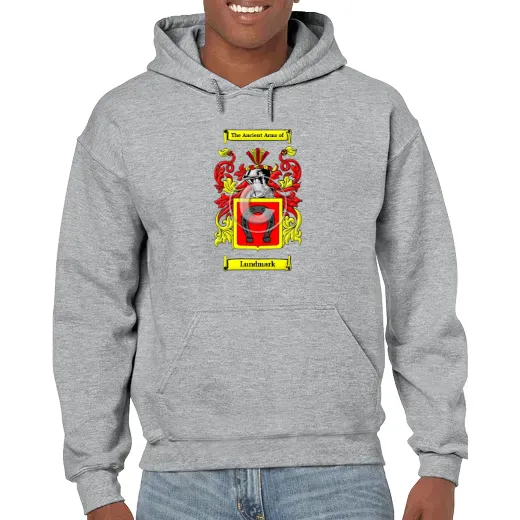 Lundmark Grey Unisex Coat of Arms Hooded Sweatshirt