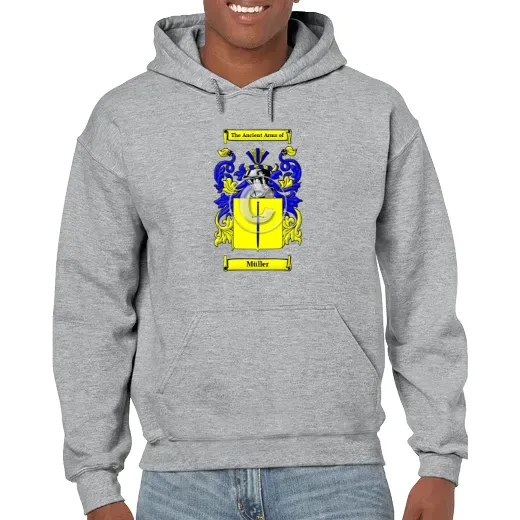 Müller Grey Unisex Coat of Arms Hooded Sweatshirt