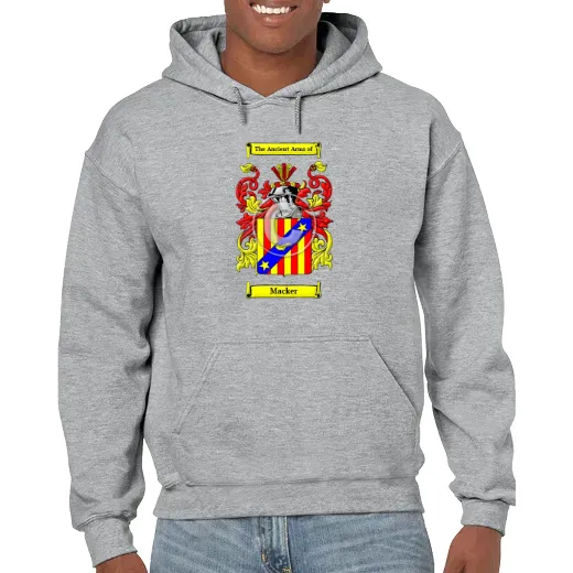Macker Grey Unisex Coat of Arms Hooded Sweatshirt