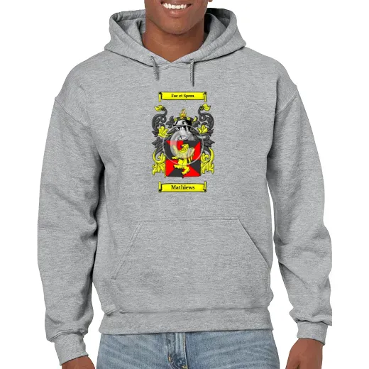 Mathiews Grey Unisex Coat of Arms Hooded Sweatshirt