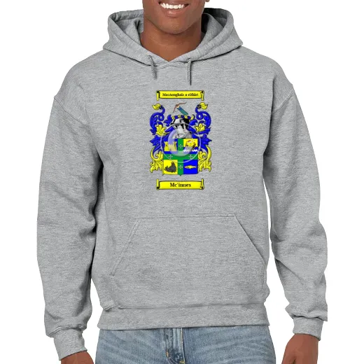 Mc'innes Grey Unisex Coat of Arms Hooded Sweatshirt